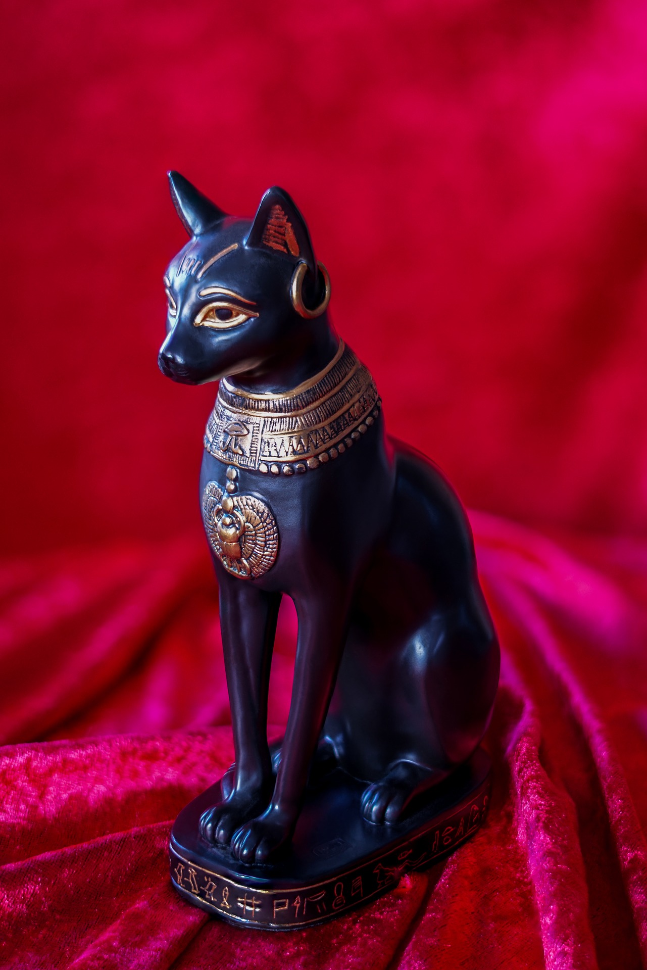 Statuina Dea Gatto Egizio Bastet In Resina - Decorazione Vintage Per Collezionisti
